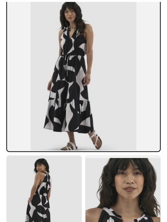 Time and Tru Dresses & Skirts - Time and Tru Black and White Abstract Halter Maxi Dress